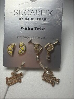 SugarFix by BaubleBar With a Twist Nothing but the Zest 3 Pairs of Earrings NEW